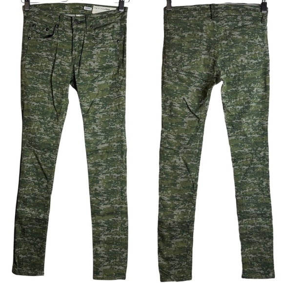Rag and Bone Olive Pixel Military Digital Camo Mid Rise Skinny Leg Jeans 25 - Picture 1 of 14